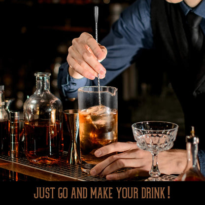 LZS13B 12 Inches Stainless Steel Mixing Spoon, Spiral Pattern Bar Cocktail Shaker Spoon