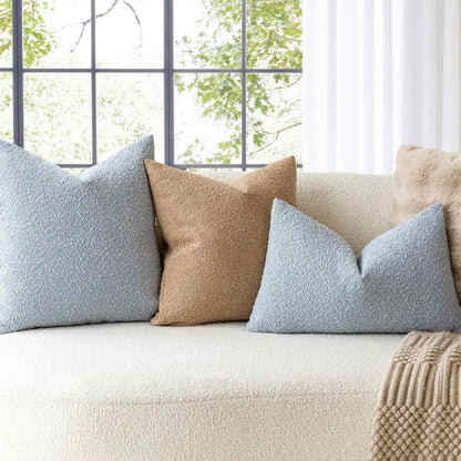 Textured Boucle Throw Pillow Covers Accent Solid Lumbar Pillow Cases Cozy Soft Decorative Couch Cushion Case for Chair Sofa Bedroom Living Room Home Decor, 12 X 20 Inch,Taupe Khaki Camel