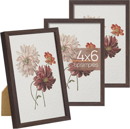 3 Pack 4X6 Frames Bunle with 5X7 Brown Picture Frames