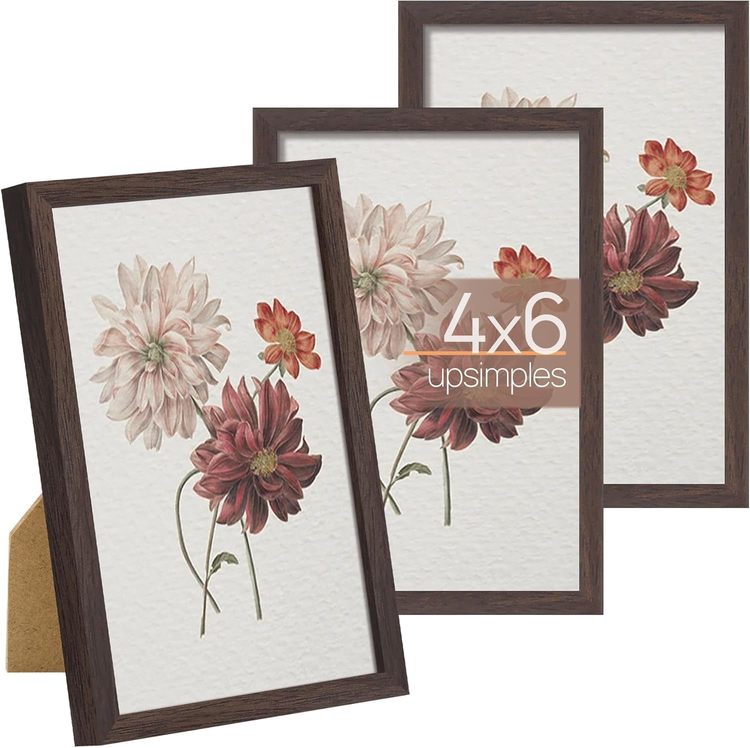 3 Pack 5X7 Picture Frame Gold Bundle with 4X6 Brown Frames