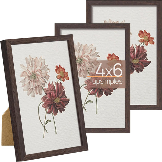 3 Pack 5X7 Picture Frame Gold Bundle with 4X6 Brown Frames