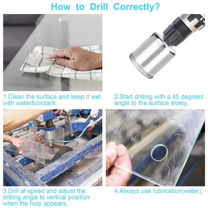 15 Pcs Diamond Drill Bits for Ceramic, Diamond Hole Saw Drill Bit Set Kit, Premium Glass Drill Bit for Bottles,Pots, Marble, Granite Stone, Tile Cutting 0.23 Inch - 2 Inch（6Mm - 50Mm）