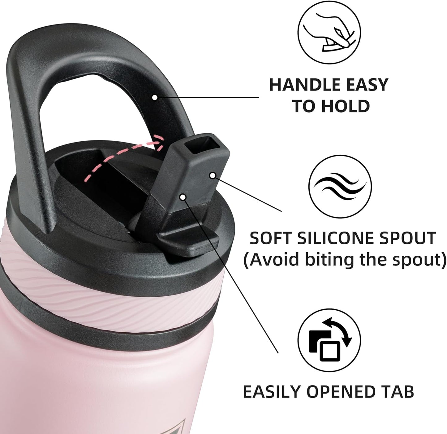 14 Oz Kids Insulated Water Bottle with Straw Lid – Stainless Steel Double Wall Vacuum, Leak-Proof, Bpa-Free Water Bottles for School Boys & Girls(Pink)