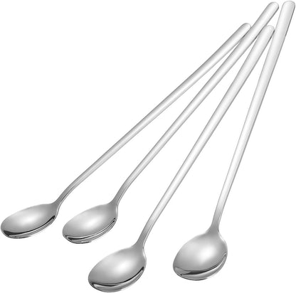 9 Inches Long Handle Spoon, 4 Pieces Iced Coffee Spoons, Ice Cream Tea Spoon, Premium 18/8 Stainless Steel Cocktail Stirring Spoons for Mixing Milkshake Cold Drink