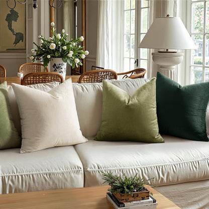 Set of 2 Velvet Soft Solid Decorative Square Throw Pillow Covers - 18x18 Inch (45x45 cm) for Sofa, Bedroom, Couch, and Car - Ideal for Christmas and Spring Decor