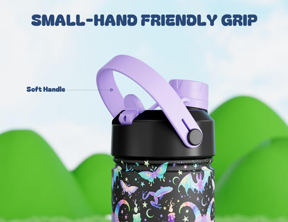 18 Oz Kids Stainless Steel Water Bottle: Spill-Proof, Insulated Cup with Straw Spout Lid, Bpa-Free, Backpack Friendly, Durable, 24H Cold for School, Sports, Camping, Adventures, Gift (Lamb'S Lullaby)