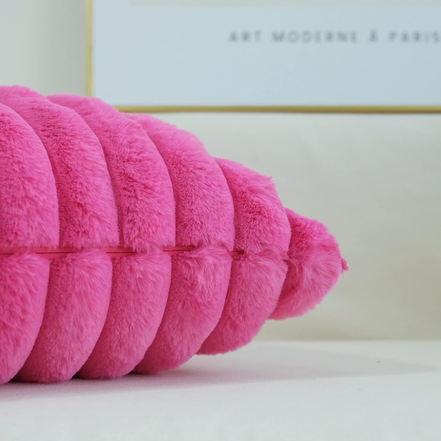 Pack of 2 Faux Fur Plush Decorative Throw Pillow Covers Couch Cushion Case Soft Pillowcases (Hot Pink, 20 X 20-Inch)