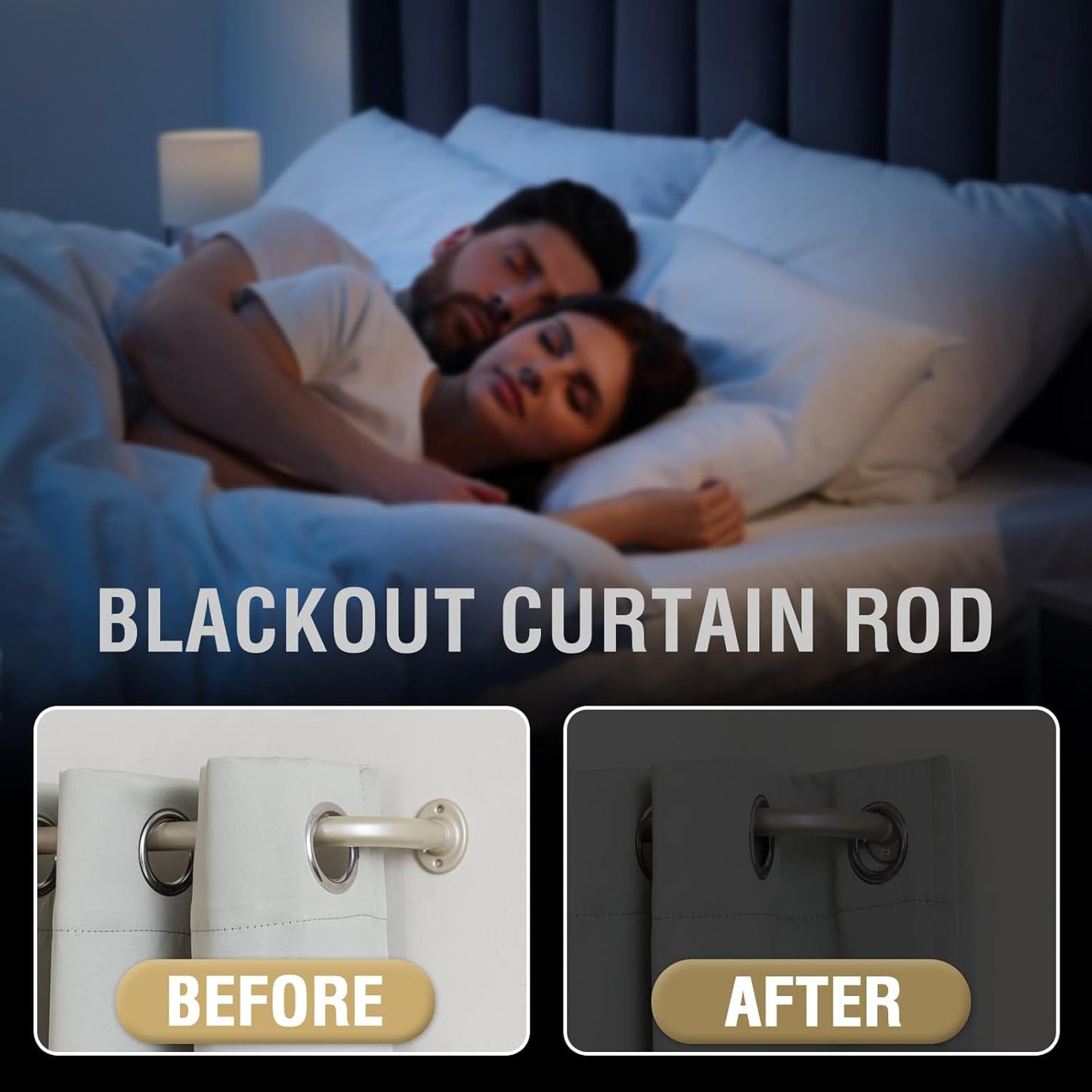 Blackout Curtain Rod for Windows 18.5 to 28.5 Inch, 3/4 Inch Adjustable Wrap around Short Curtain Rods Telescoping Curved Drapery Rods for Living Room Inoor/Outdoor,Nickel