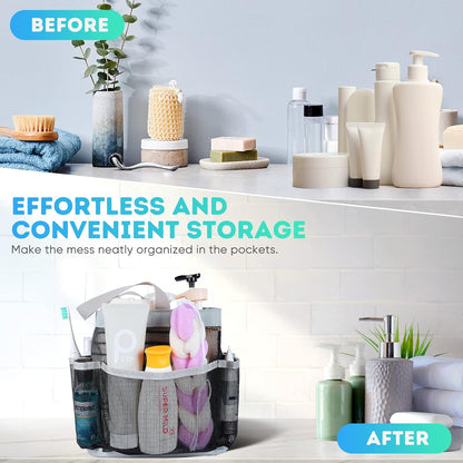 2 Pack Mesh Shower Caddy Portable for College Dorm Room Essentials, Shower Caddy Dorm with 8-Pocket Large Capacity,Shower Bag for Beach,Swimming,Gym