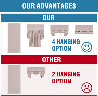 Door Curtains for Door Window, Faux Linen French Door Curtains for Privacy, Tie up Shades Front Door Curtain for Glass Window Covering, Heather Sand, 26’’ X 68’’, 1 Panel