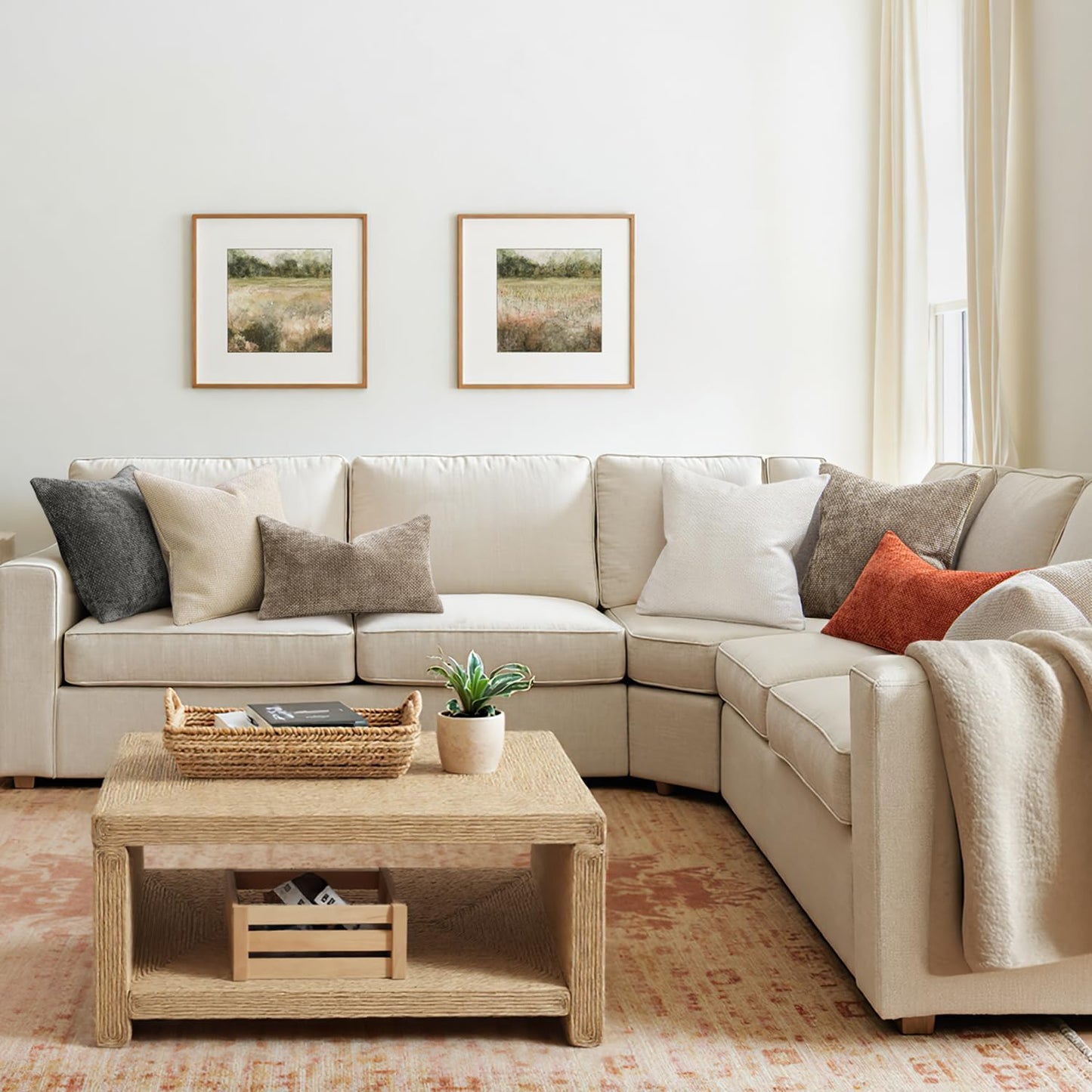 Pack of 2 Fall Burnt Orange Decorative Pillow Covers 18X18 Inch Soft Chenille Couch Throw Pillows Farmhouse Cushion Covers for Home Decor Sofa Bedroom Living Room