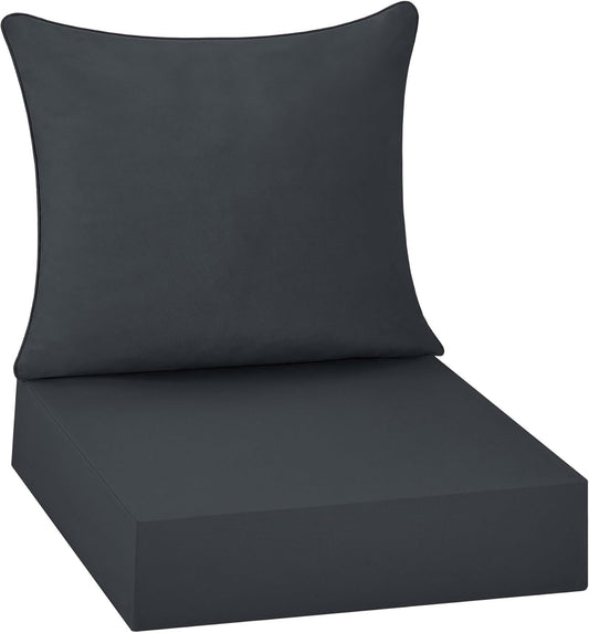 ® Outdoor Seat Cushions 24 X 24 X 5.75 Inch, Waterproof & Fade Resistant Patio Furniture Replacement Cushions with Removable Cover for Chair, Sofa, Couch, Wicker, Dark Gray