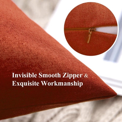 Pack of 2 Decorative Outdoor Solid Waterproof Fall Throw Pillow Covers Faux Linen Garden Farmhouse Cushion Cases for Summer Patio Tent Balcony Couch Sofa 18X18 Inch Burnt Orange Terracotta
