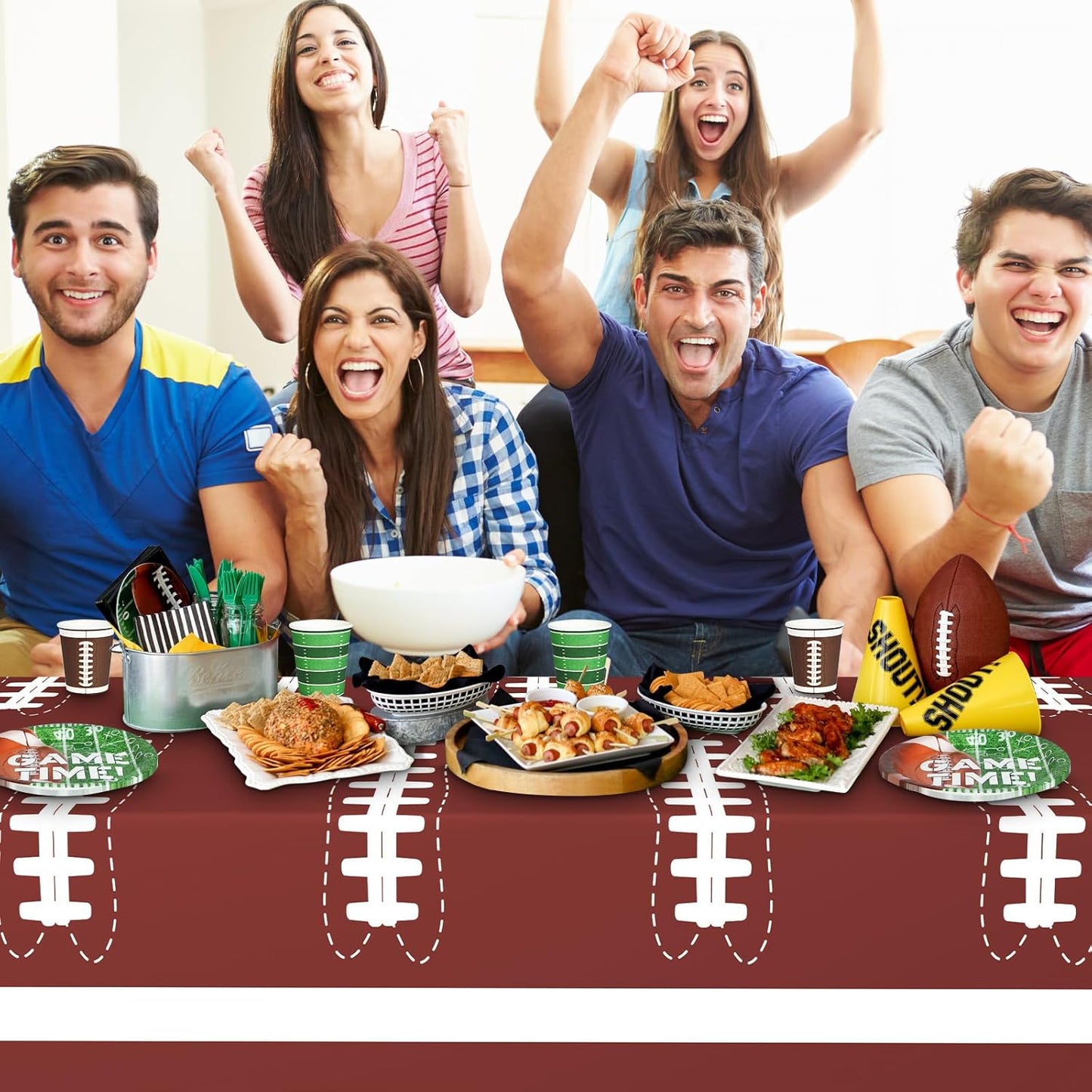 Football Party Supplies, Football Party Decorations 2025 Kit for 24 Guests, Includes Plates, Napkins, Cups, Banner and Tablecloth