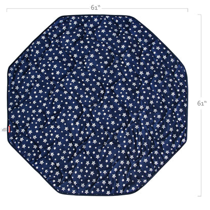 Playpen Mat 8 Panel Navy Fits for Regalo My Play Deluxe Extra Large Portable Play Yard, Non Slip Baby Octagon Playpen Mattress Pad, Navy Star Print Playard Pad