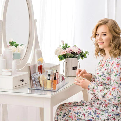 1 Tier Clear Makeup Organizer, Cosmetic Storage for Dresser Countertop and Bathroom Vanity, Beauty Holder for Lipstick Brush Skincare