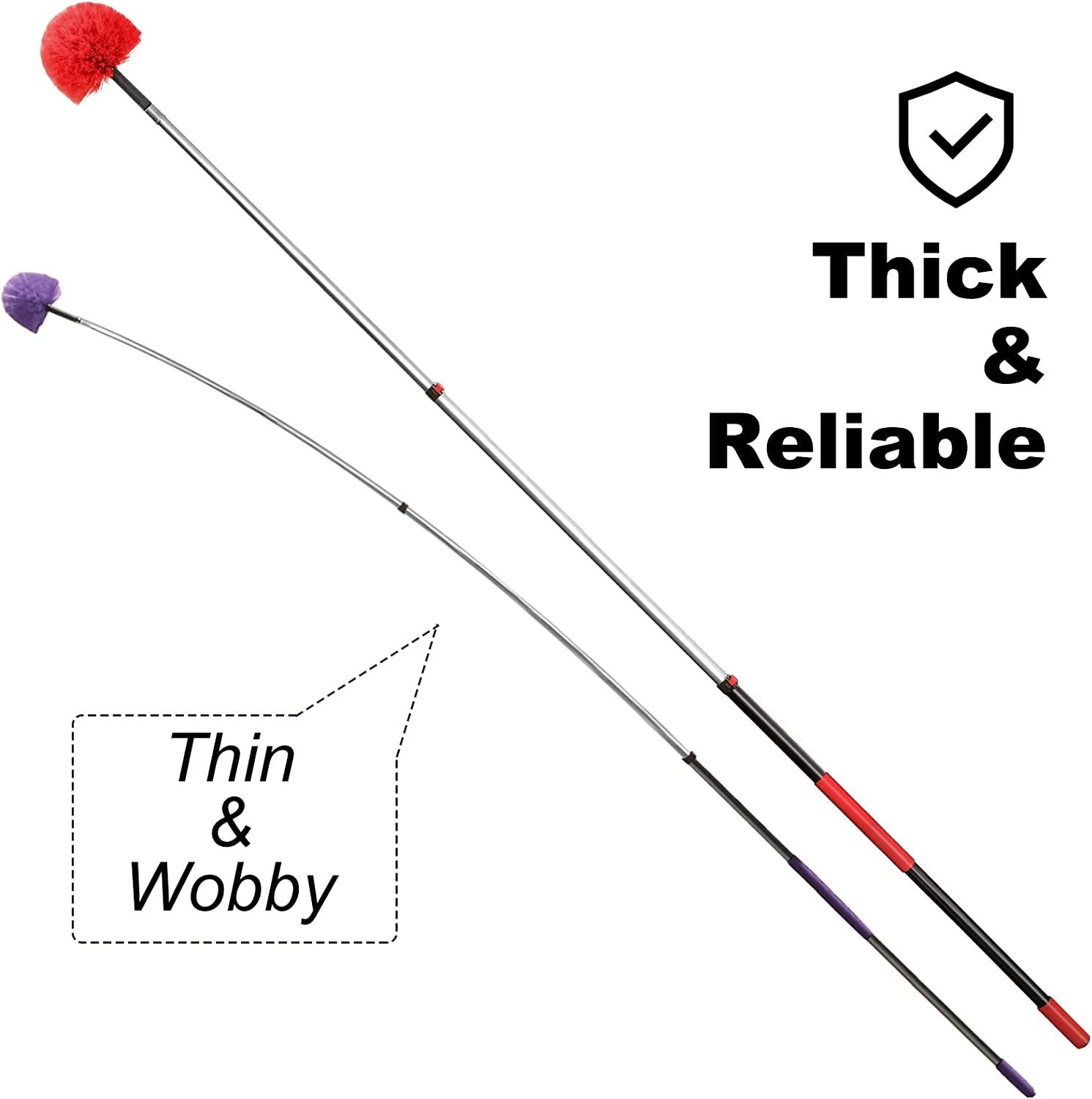 20 Foot High Reach Dusting Kit with 5-12 Foot Extension Pole // High Ceiling Duster with Telescopic Pole // Cobweb Microfiber Duster // Outdoor & Indoor Extendable Duster Cleaning Kit