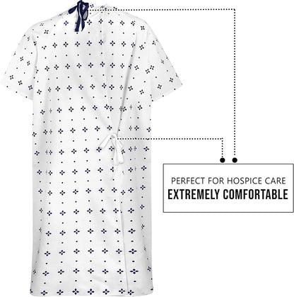 6 Pack Unisex Hospital Gowns, Patient Gowns for Women and Men with Back Tie, Comfortably Fits Sizes up to 2XL Blue