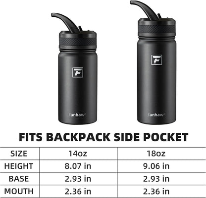 14 Oz Kids Insulated Water Bottle with Straw Lid – Stainless Steel Double Wall Vacuum, Leak-Proof, Bpa-Free Water Bottles for School Boys & Girls(Black)