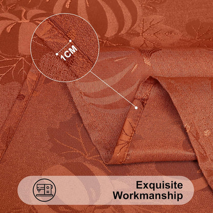 Rectangle Thanksgiving Tablecloth, 60X84 Inch Fall Waterproof Damask Table Cloth, Autumn Leaves Fabric Jacquard Table Covers for Harvest Parties, and Holiday Dinner, Terracotta/Rust