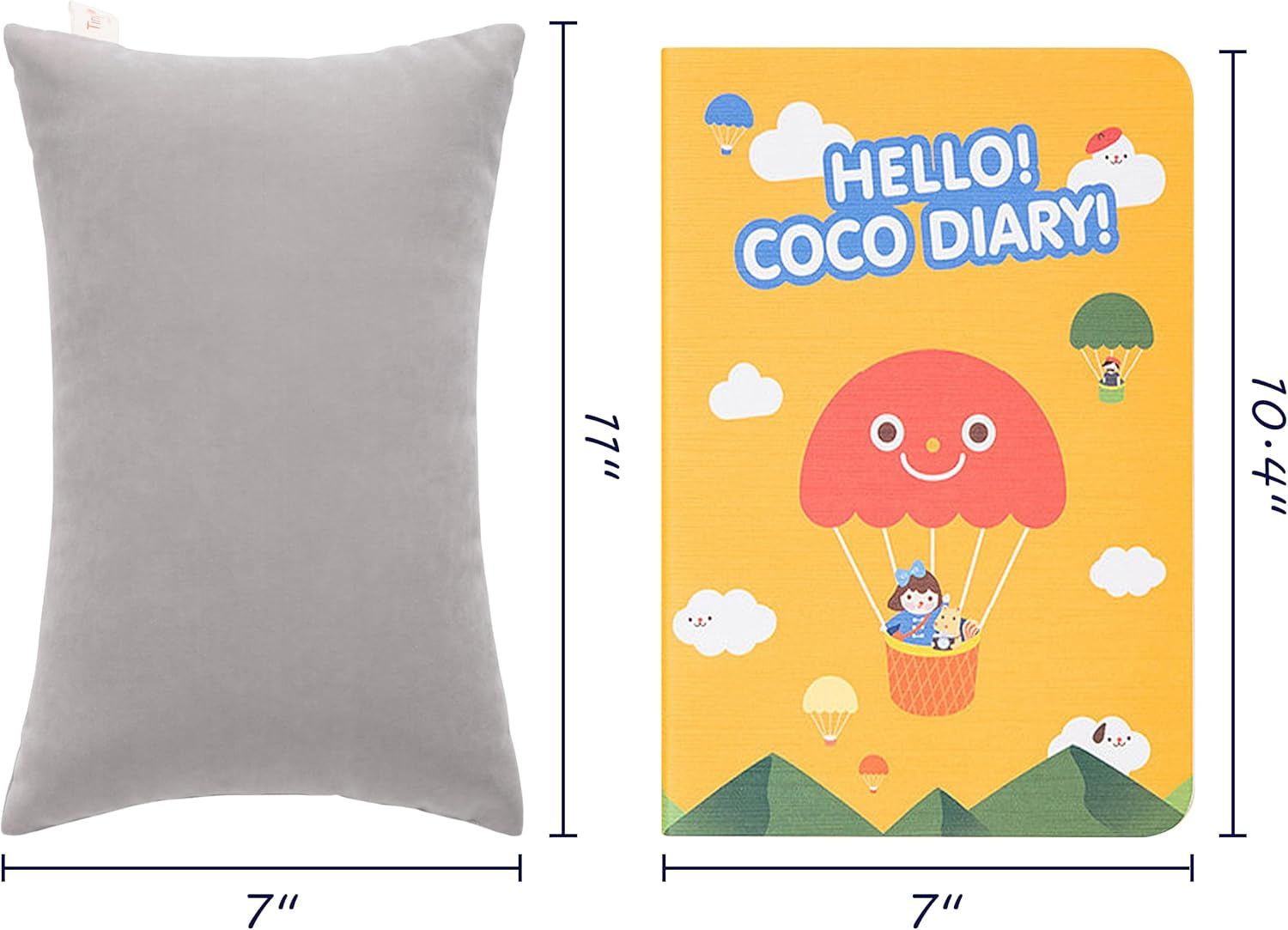 2 Pack Microfiber Tiny Pillows, 11X7 Inches for Sleeping and Traveling, Washable Soft Small Travel Nap Pillows, Light Grey