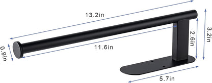 SUS304 Stainless Steel Under-Cabinet Paper Towel Holder - Durable, Bend-Resistant Design with Self-Adhesive and Drill Mounting Options (Black)