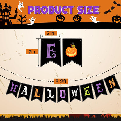 Halloween Decorations, Happy Halloween Banner, Spooky Party Garland for Indoor & Outdoor Decor, Trunk or Treat Backdrop, Spooky Hanging Supplies