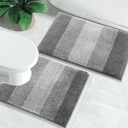 Bathroom Rugs Mat, Luxury Soft Comfortable Plush Absorbent Microfiber Bath Rugs, Extra Thick Non Slip Shaggy Shower Rug, Machine Wash, Bath Carpet for Bathroom Floor, Tub, 24"X17", Grey