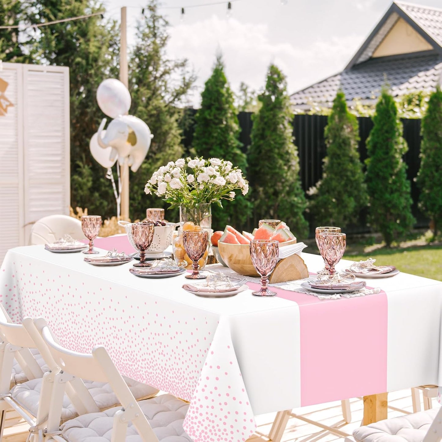 2 Pack Pink and Blue Tablecloths, Gender Reveal Disposable Plastic Waterproof Table Cover for Boy or Girl Gender Reveal Party, Baby Shower, Birthday Party Decorations 54" X 108"