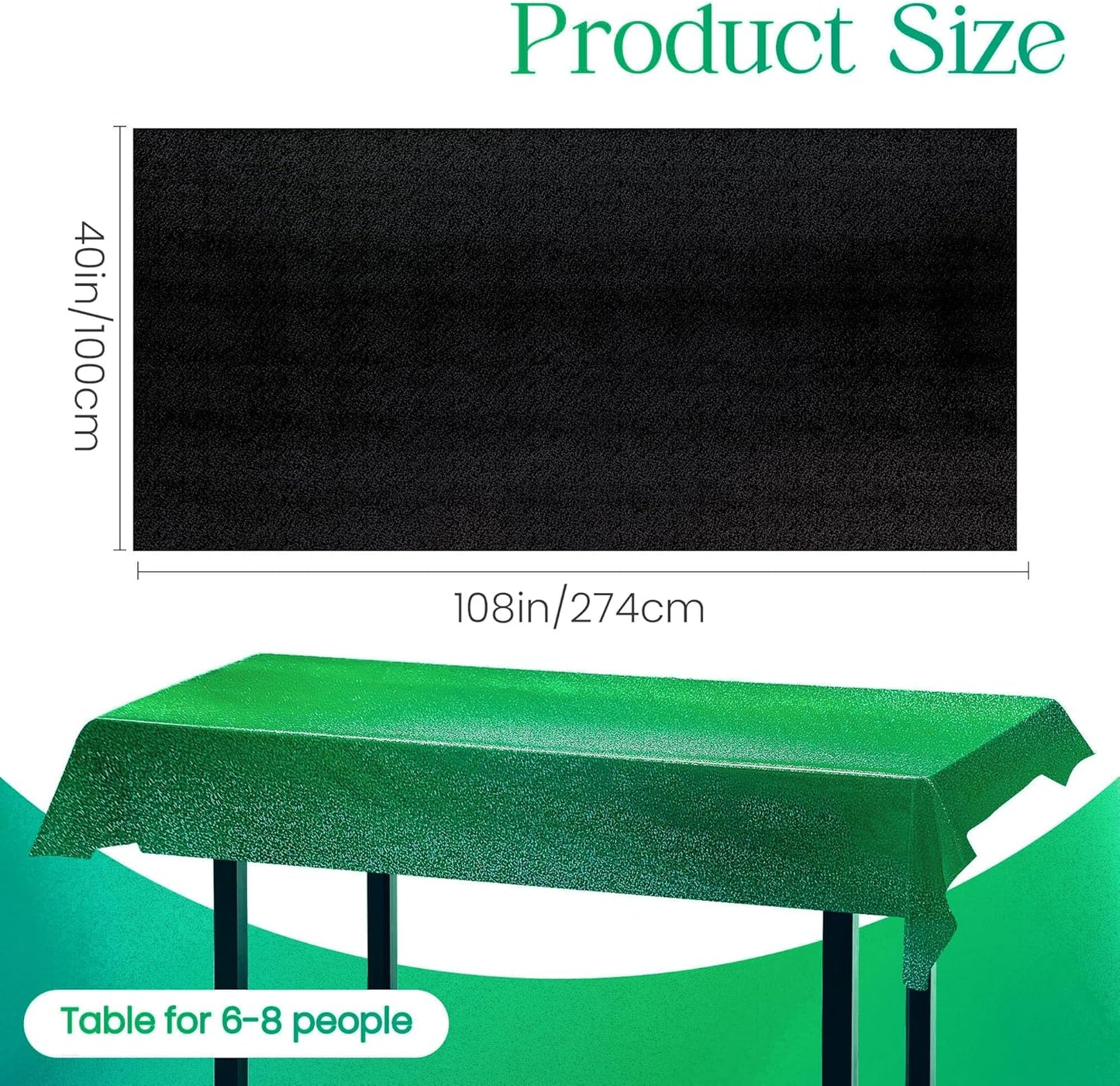 Black and Green Holographic Tablecloth 40" x 108" - Elegant Hot Pink Party Decoration for Valentine's Day, Birthday Celebrations, Halloween, and Baby Showers