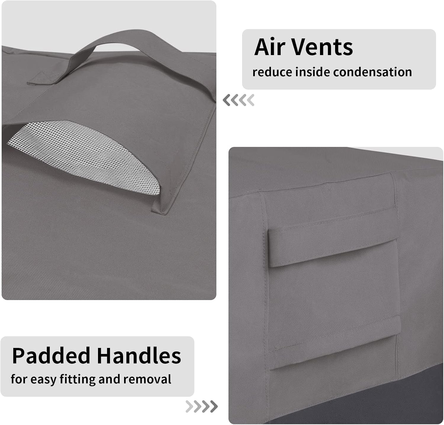 Outdoor Ottoman Cover, Waterproof Patio Ottoman Cover, Heavy Duty Outdoor Furniture Cover with Padded Handles (1 Pack-25"X25"X17", Gray/Dark Gray)