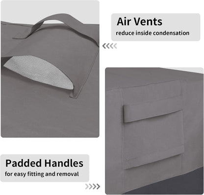 Outdoor Ottoman Cover, Waterproof Patio Ottoman Cover, Heavy Duty Outdoor Furniture Cover with Padded Handles (1 Pack-25"X25"X17", Gray/Dark Gray)