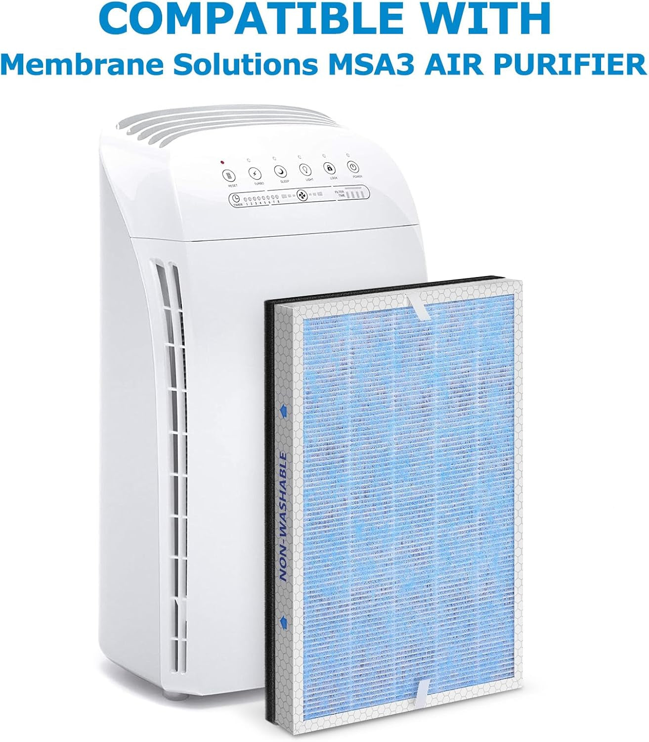 MSA3 Replacement Filter, Compatible with Membrane Solutions MSA3/MSA3S Air Purifier,【Upgraded】3-In-1 Filter, 2-Pack - Standard Version