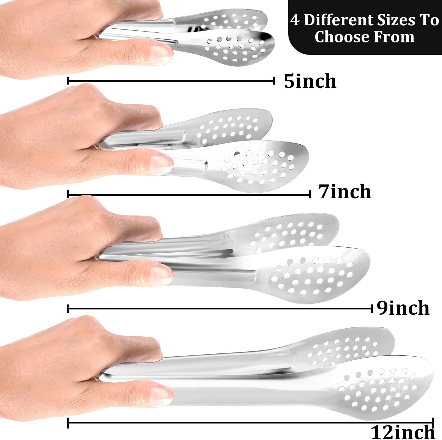 10PCS Serving Tongs, Small Kitchen Tongs, Stainless Steel Small Appetizer Tongs Mini Sugar Ice (5 Inch)