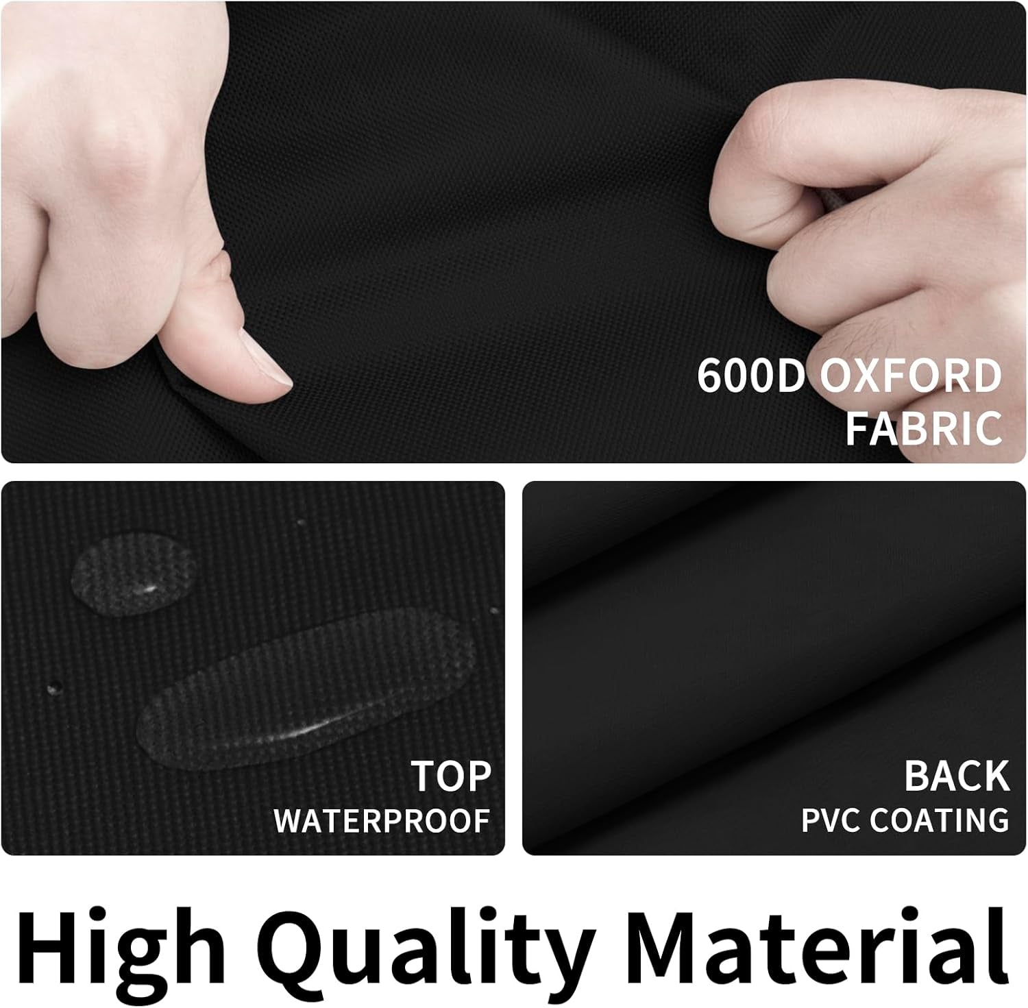 600D Heavy Duty Rectangular Table Cover UV Resistant and Waterproof Outdoor Lawn Patio Furniture Cover (72" Lx44 Wx23 H, Black)