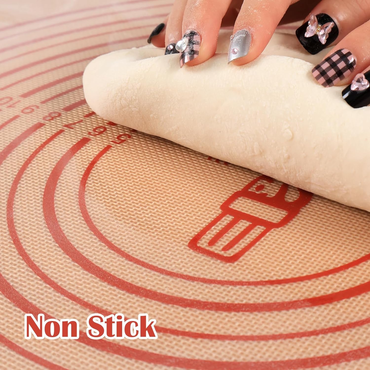 Non-Slip Silicone Pastry Mat Extra Large with Measurements 16''By 26'' for Silicone Baking Mat, Counter Mat, Dough Rolling,Oven Liner,Fondant/Pie Crust by  Red