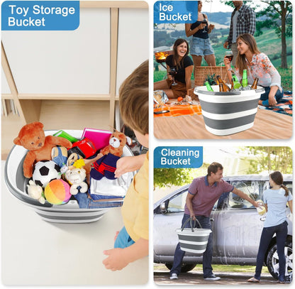 Collapsible Mop Bucket with Handle for Cleaning, 16L(4.2 Gallon) Silicone Square Mopping Bucket for Windows Cleaning or Car Washing, Cleaning Supplies Organizer Plastic Bucket for Storage