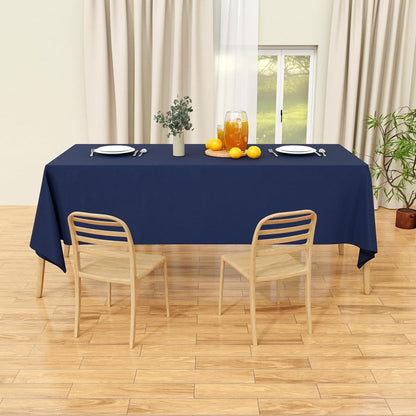 2PCS Navy Blue Table Cloth for Rectangle Table - 60 X 84 Inch Tablecloths Rectangular Waterproof Washable Wrinkle Resistant for 6 FT Wedding Cocktail Party