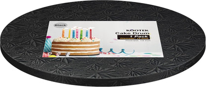 Cake Boards Drum 12 Inch Round, 1/2" Thick Decorating Supplies, Black Sturdy Corrugated Cardboard Base, Base Para Pastel, 1 Pack