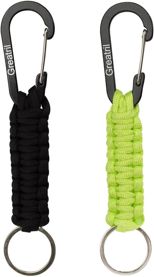 Keychain Carabiner with Key Ring Paracord Key Chain Hanger Heavy Duty Clips for Outdoor Boys/Girls/Men/Women
