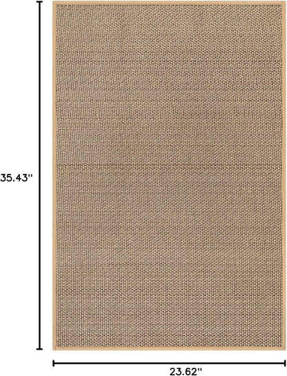 Farmhouse Kitchen Entryway Rug, 2X3 Door Mat Indoor Entrance Washable Small Bathroom Rugs for Bedroom Non Slip Neutral Indoor Floor Carpet for Front Door Porch, Beige