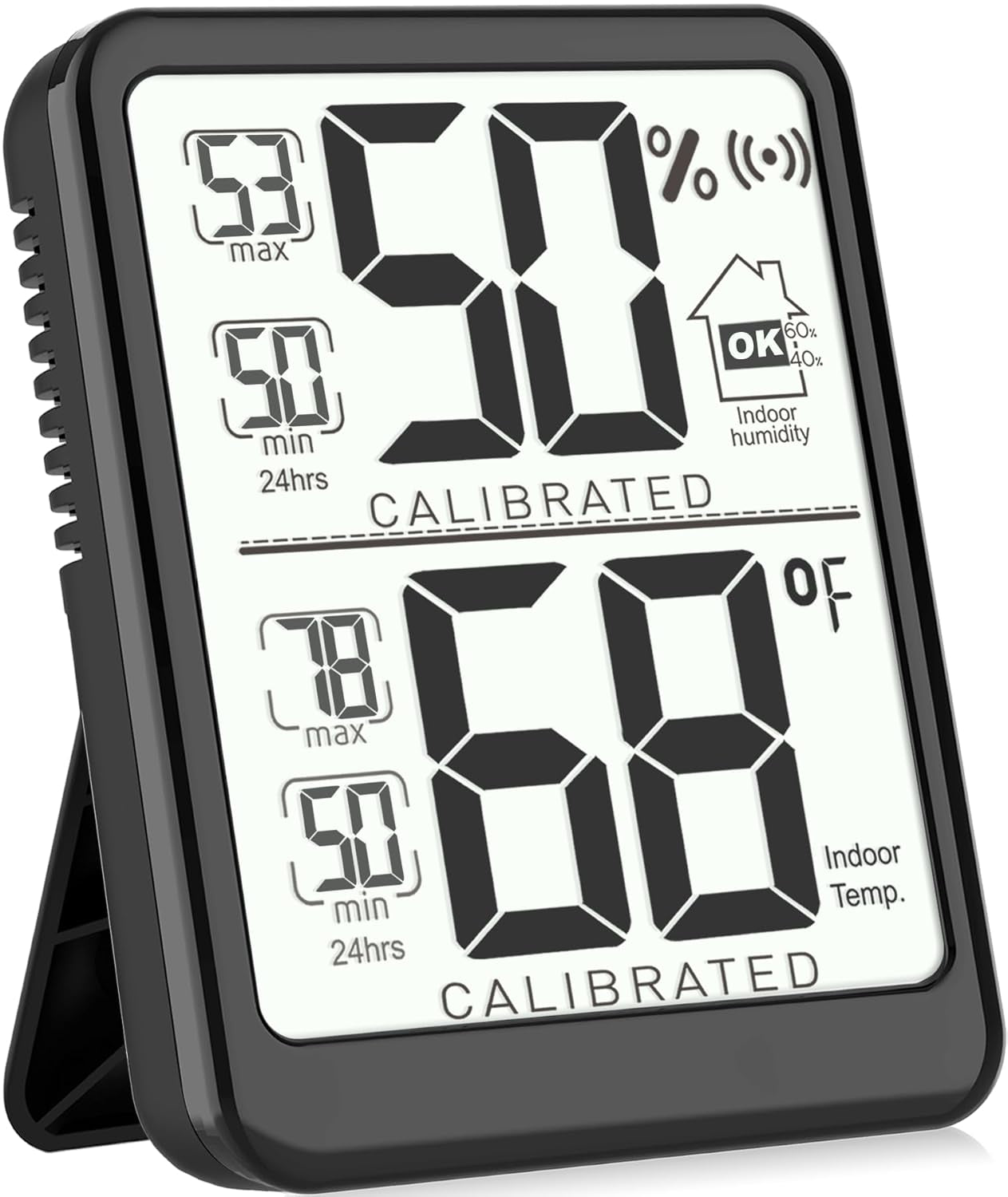 Room Thermometer, Digital Small Hygrometer Indoor Thermometer Humidity Gauge, Temperature Humidity Meter with Max/Min Record Monitor Sensor for Home, Plants - Battery Included