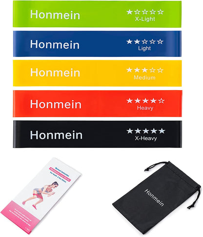 Professional Resistance Bands for Home Fitness and Strength Training - Five Resistance Levels, Made from Natural Latex, Includes Instructional Guide and Carrying Bag
