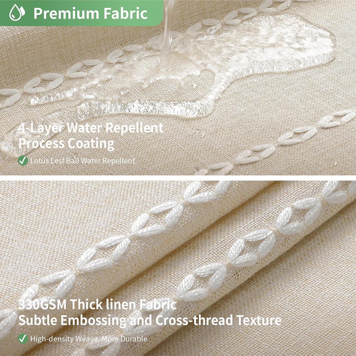 Boho Farmhouse No Hook Shower Curtain Set with Snap-In Fabric Liner,Heavy-Duty Linen Textured Rustic Striped Design,Water-Repellent with Tassels and Sheer Window,Cream/Beige,71X74