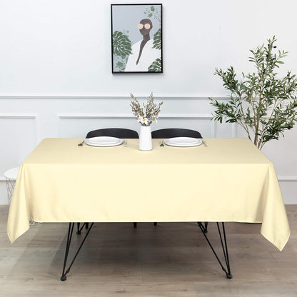 Rectangle Tablecloth - 60 X 84 Inch - Stain and Wrinkle Resistant Washable Polyester Table Cloth, Decorative Fabric Table Cover for Dining Tables, Buffet Parties and Camping, Beige