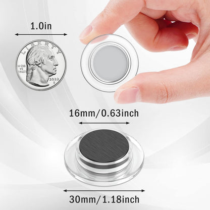 45-Piece Round Whiteboard Magnets Set, Decorative Fridge Magnets for Dry Erase Boards, Small Teacher Supplies for School, Home, and Office (Clear, 3 cm/1.18 in)