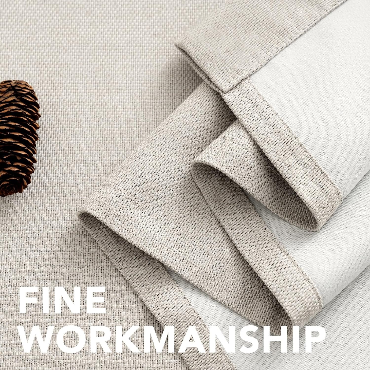 Linen Blackout Curtain 84 Inches Long for Bedroom/Living Room Thermal Insulated Grommet Linen Look Curtain Drapes Primitive Textured Burlap Effect Window Drapes 1 Panel - Heather Ivory