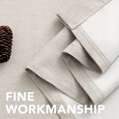 Linen Blackout Curtain 84 Inches Long for Bedroom/Living Room Thermal Insulated Grommet Linen Look Curtain Drapes Primitive Textured Burlap Effect Window Drapes 1 Panel - Heather Ivory