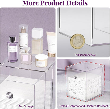 Clean Skin Club Face Towels Holder - Stackable Acrylic Organizer Compatible with Clean Skin Club Towel XL, Bathroom Vanity, Dresser Holder, Dustproof Multipurpose for Makeup, Skincare, Clear