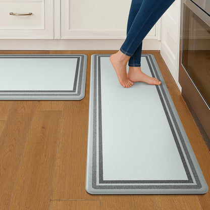Kitchen Mats for Floor 2 PCS Cushioned Anti-Fatigue, Geometric Waterproof Kitchen Rugs Non Slip Washable, Comfort Standing Mat Rug for Kitchen, Office, Laundry, Lightgrey, 17"X 47"+17"X 30"